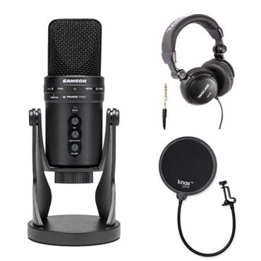 Samson G-Track Pro USB Microphone with Headphones and Knox Pop Filter